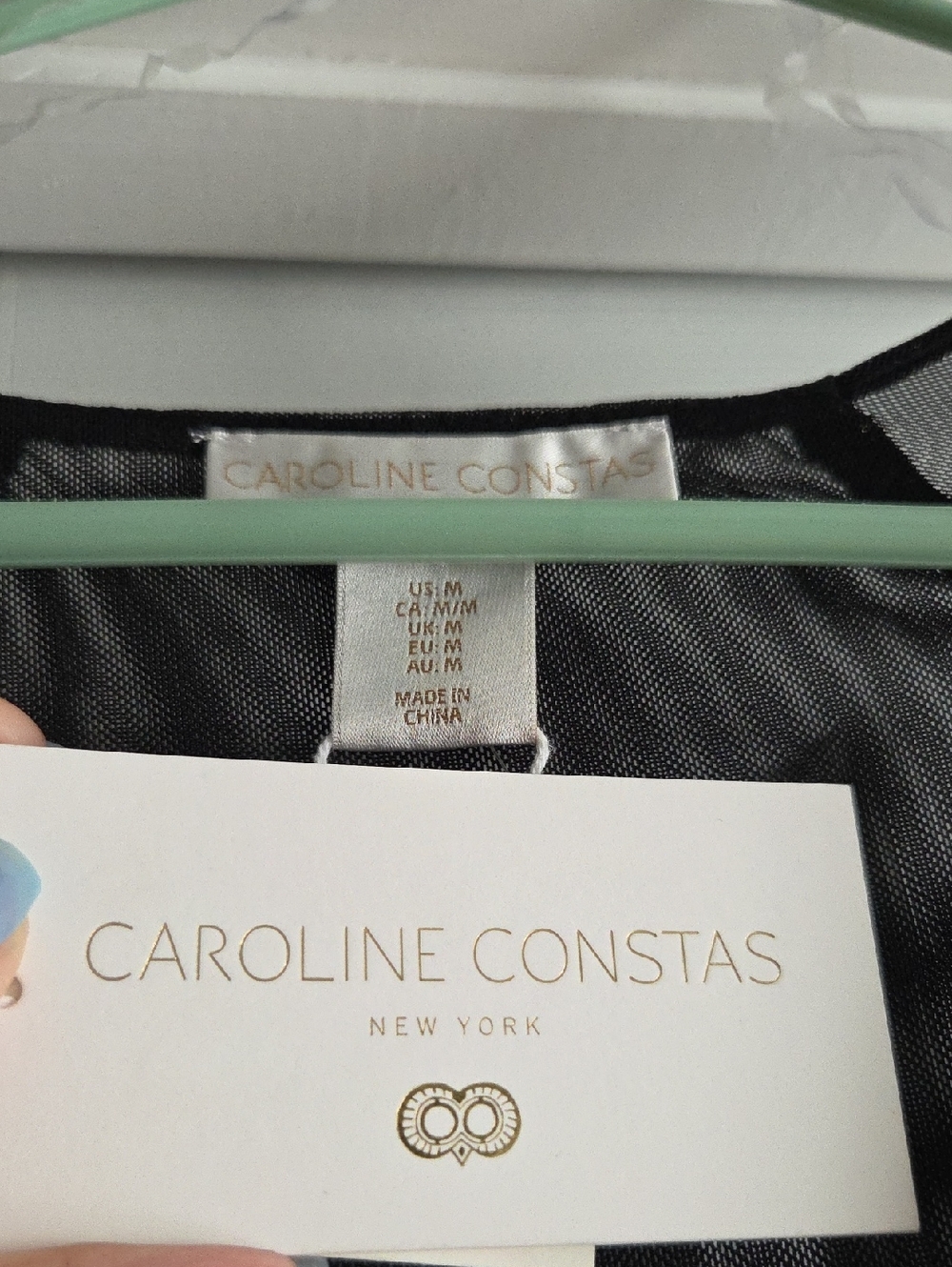 Caroline Constas Black Sheer Long Sleeve Maxi Dress Gold Hardware Accents - Picture 3 of 12